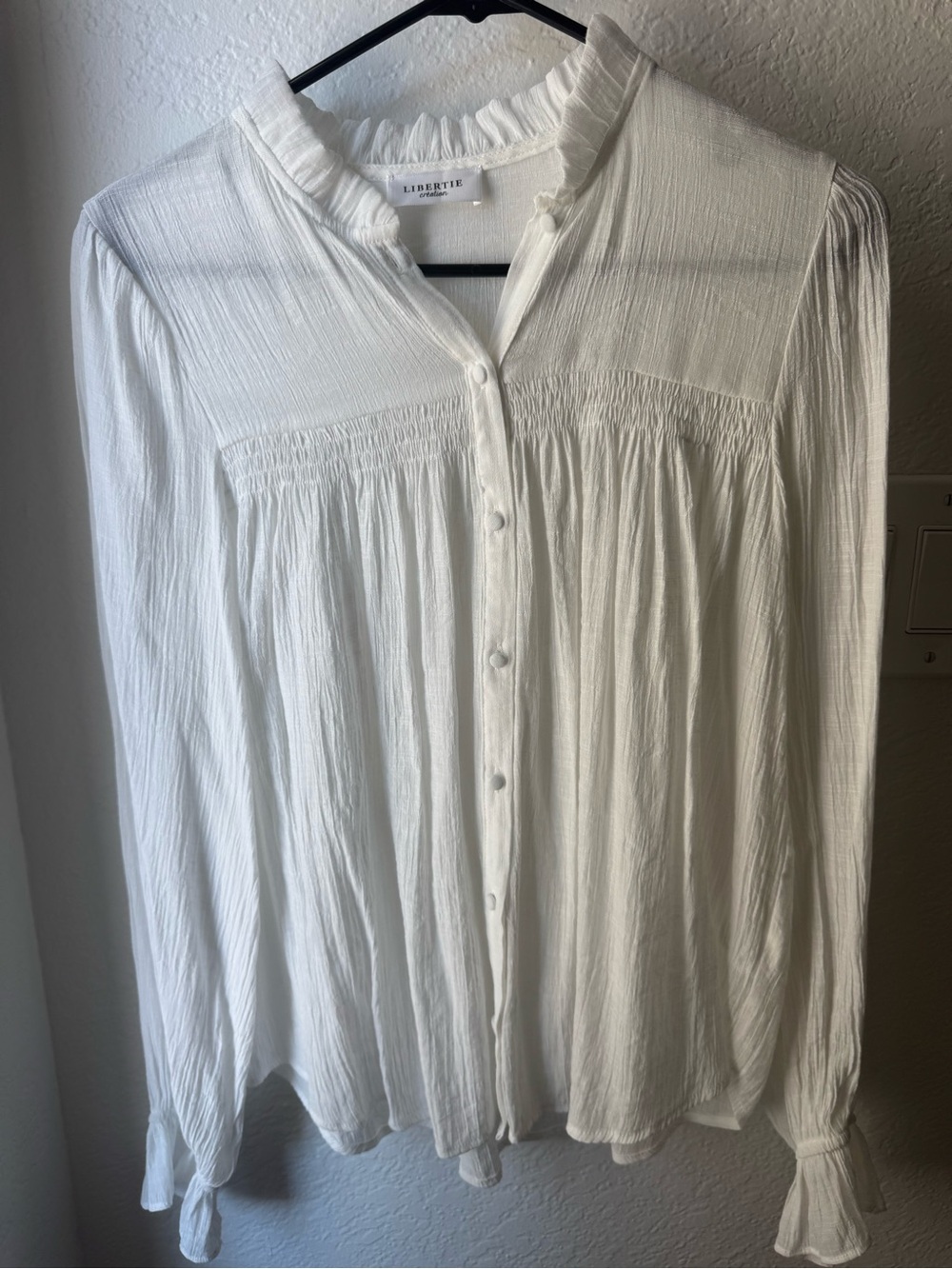 Libertine Textured White Button-Up Blouse